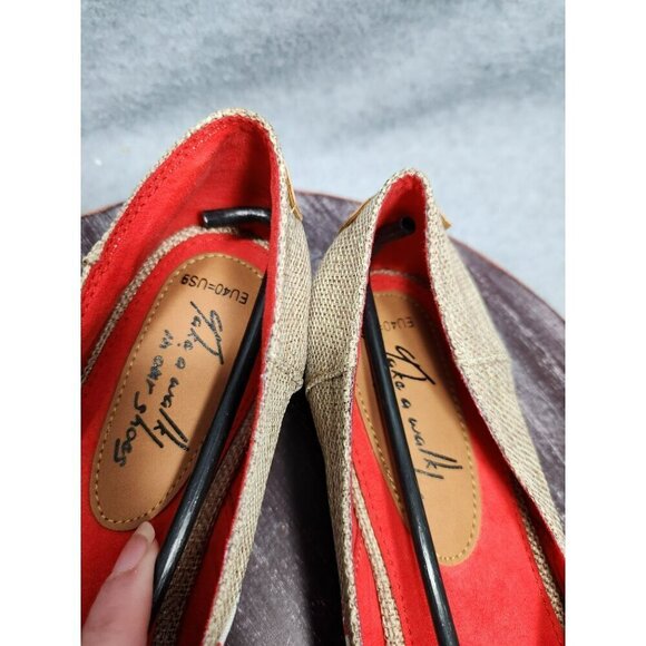 Piranda Womens Slip-On Flats  Multicolor Size 39 Red Beige Canvas Rubber Sole - Picture 11 of 16